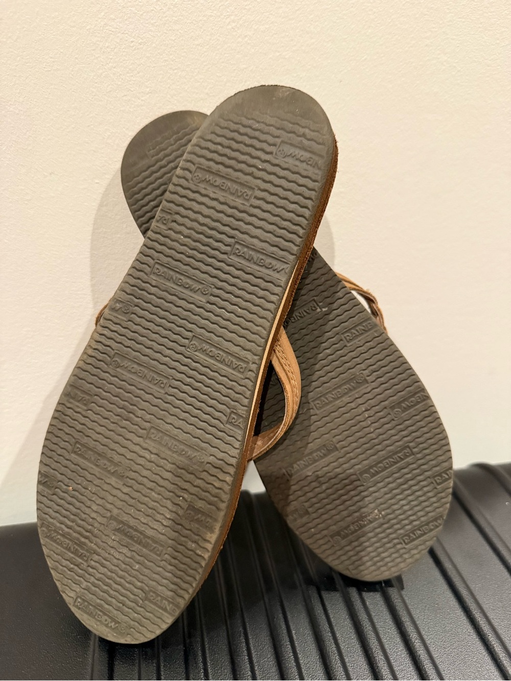Rainbow Braided Leather Thong Sandals - Brown - Picture 2 of 4
